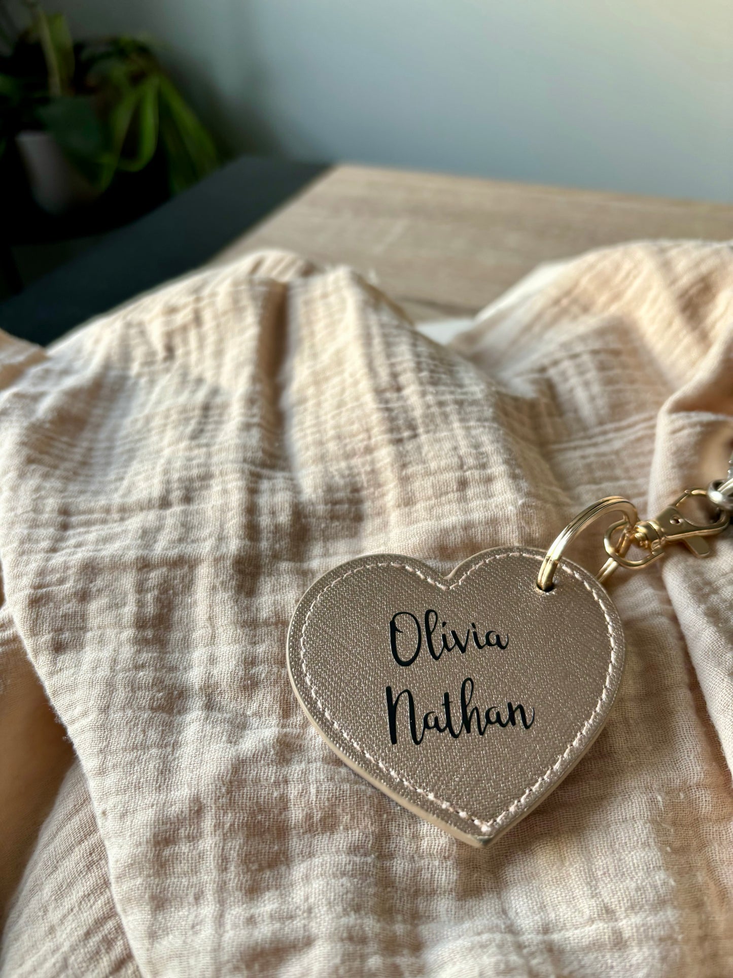 Porte clés cuir coeur