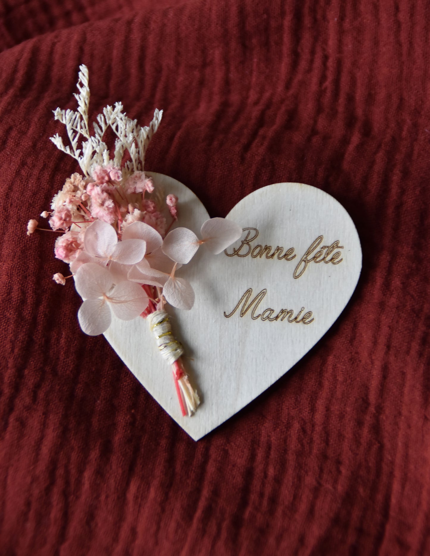 Magnet coeur fleurs séchées
