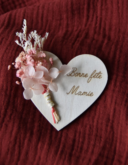 Magnet coeur fleurs séchées