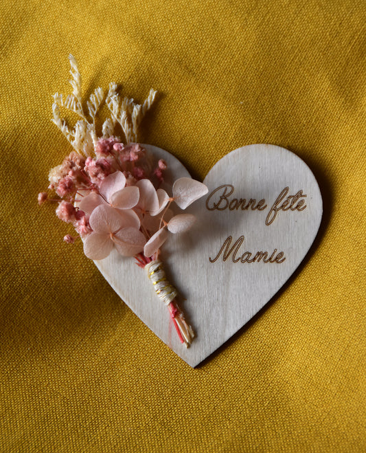 Magnet coeur fleurs séchées
